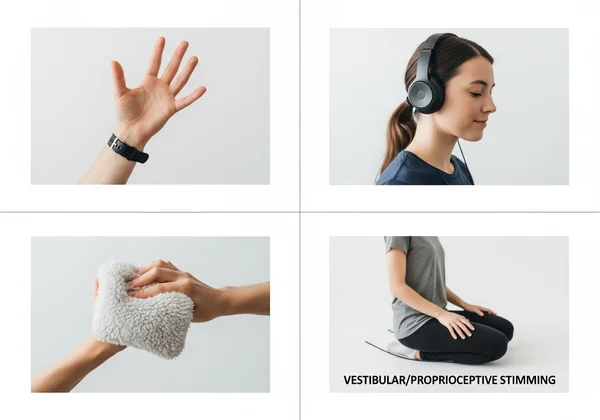 Collage of visual, auditory, tactile stimming examples