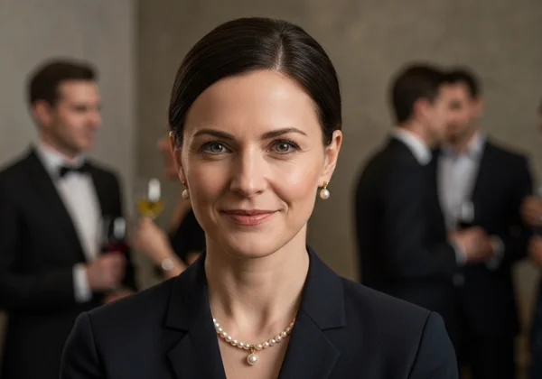 A woman appearing composed, yet conveying hidden effort