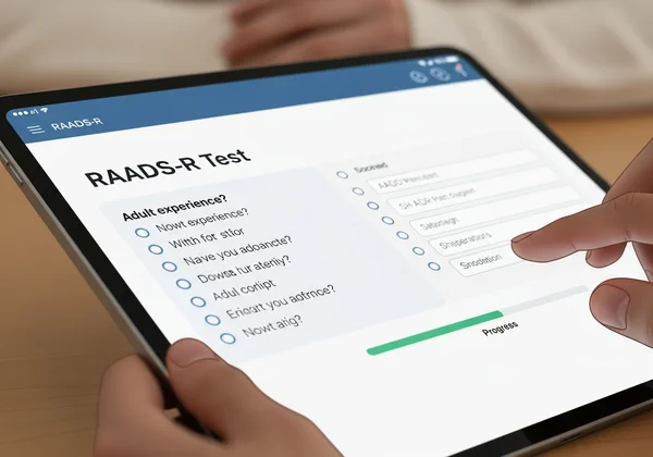 RAADS-R test interface on a tablet