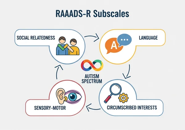 Infographic showing RAADS-R subscales