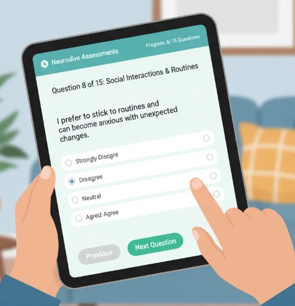 Person taking an online autism spectrum test